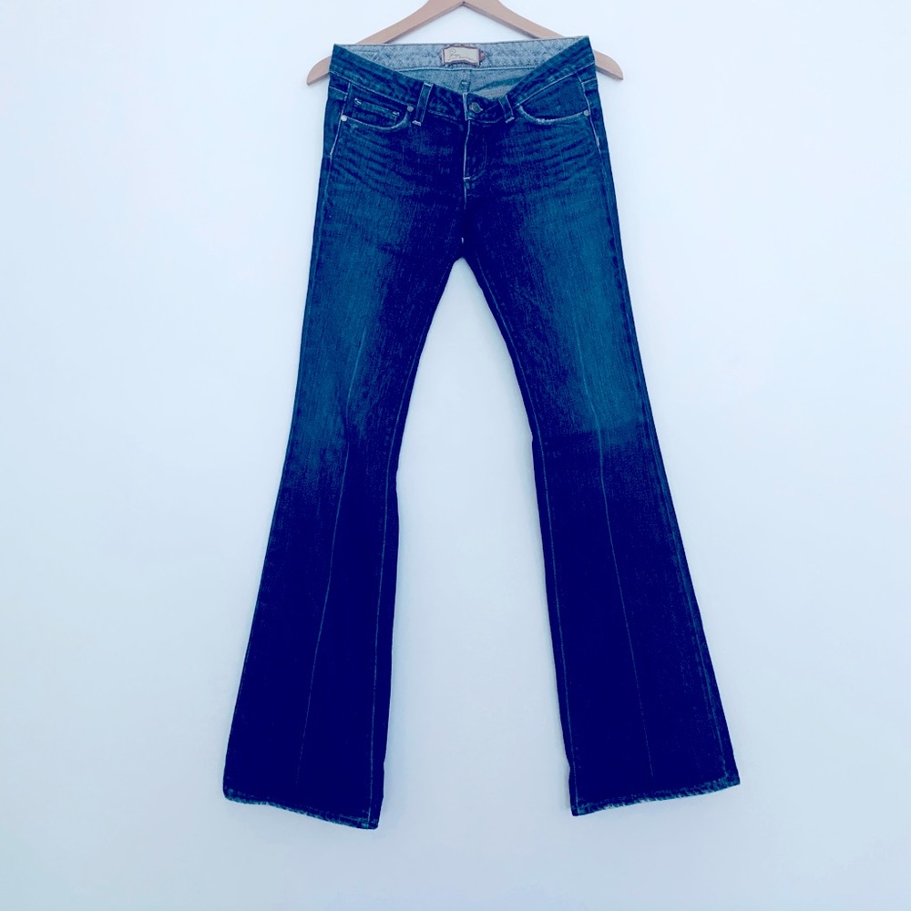Paige low rise boot cut, long length jeans